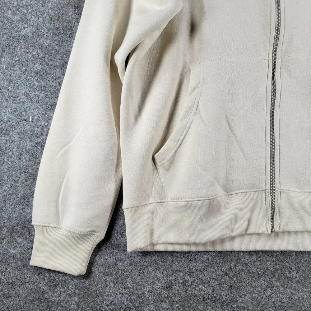 NWT True Religion Zip-Up Hoodie Mens XL Winter White Fleece Classic Logo Graphic
